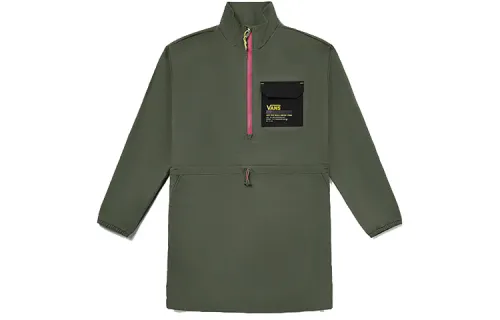 Vans Long Sleeved Dresses Women's Army Green Stand Collar Moderate Short