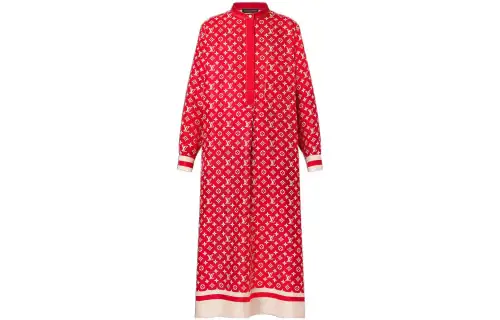 LOUIS VUITTON Long Sleeved Dress Women's Red