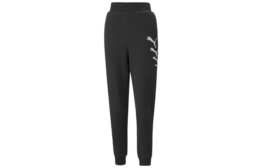 PUMA Knitted Sweatpants Women's Black Moderate Cuffed Pants