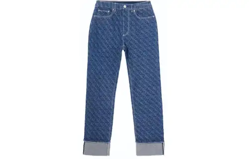 Burberry Straight Fit Monogram Print Washed Jeans 'Dark Blue'