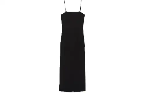 GUCCI Slip Dresses Women's Black Boat Neck Moderate Long
