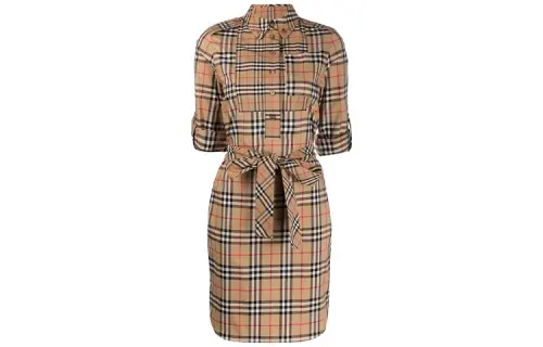 【Previous Season】Vintage check tie-waist shirt dress