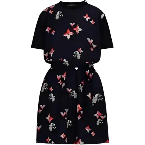 LOUIS VUITTON Short Sleeved Dress Women's Black