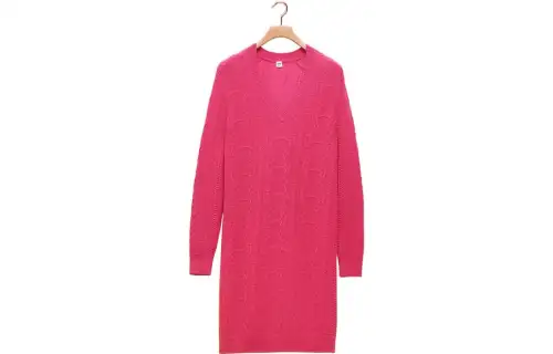 HERMES Long Sleeved Dress Women's Rose Red