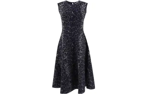 DIOR Quarterly New Products Sleeveless Dresses Women's Blue Crew Neck Moderate Mid Length