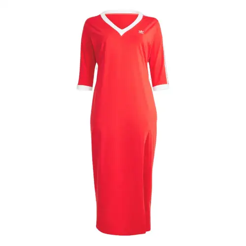 Adidas Originals Adicolor Classics 3 Stripes V Neck Maxi Dress Plus Size