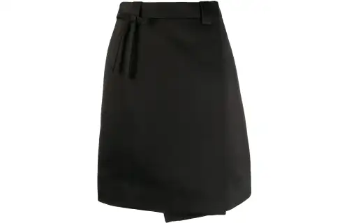 PRADA Leather Long Skirt Women's Black