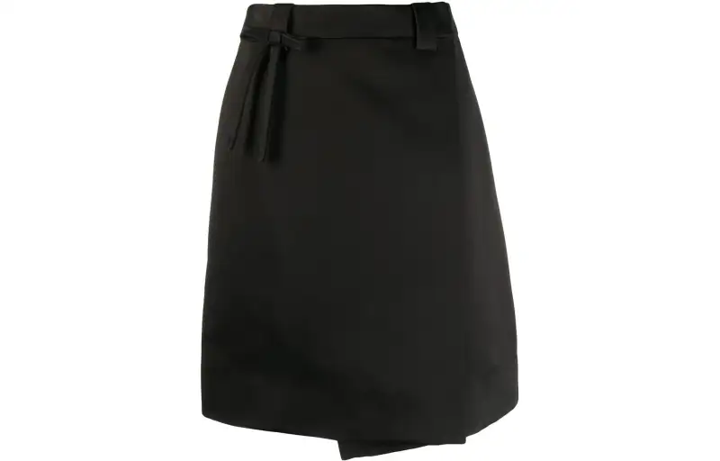 PRADA Leather Long Skirt Women's Black