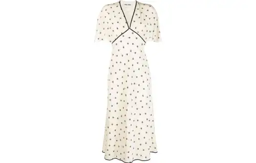 MIU MIU SS23 Short Sleeved Dress Women's Ecru