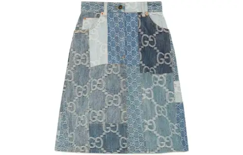 Gucci Gg patchwork A-line denim skirt