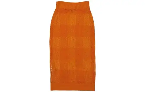 Burberry Knit Long Skirt Women's Dark Orange
