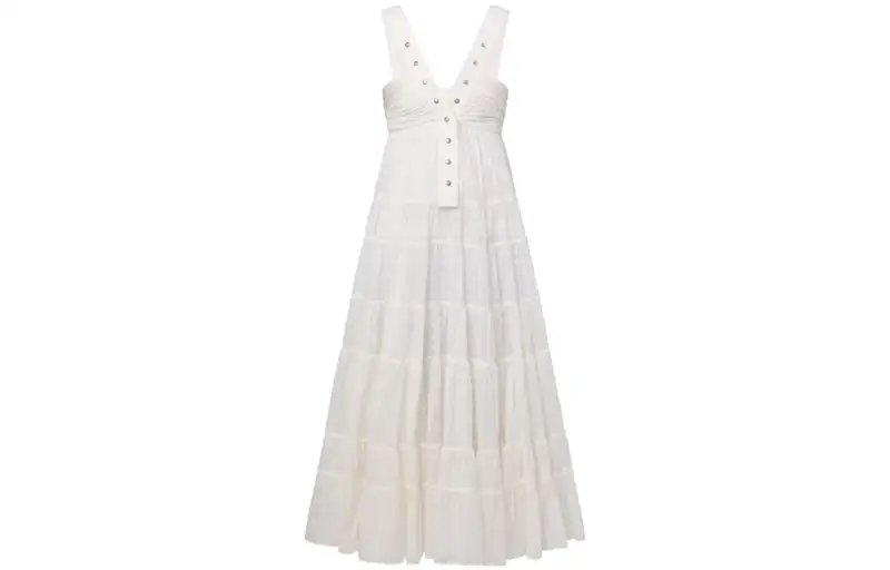 LOUIS VUITTON Monogram Fil Coupé Snap Button Strap Dress