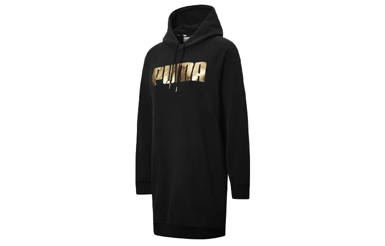 PUMA Long-Sleeved Dresses Women's Black Hooded Thickened Short