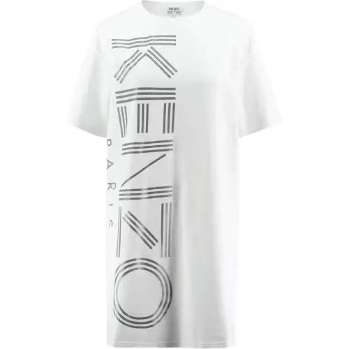 KENZO Short Sleeved Dresses Women's Ecru Crew Neck Moderate Short