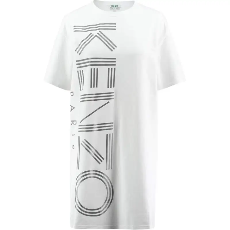 KENZO Short Sleeved Dresses Women's Ecru Crew Neck Moderate Short