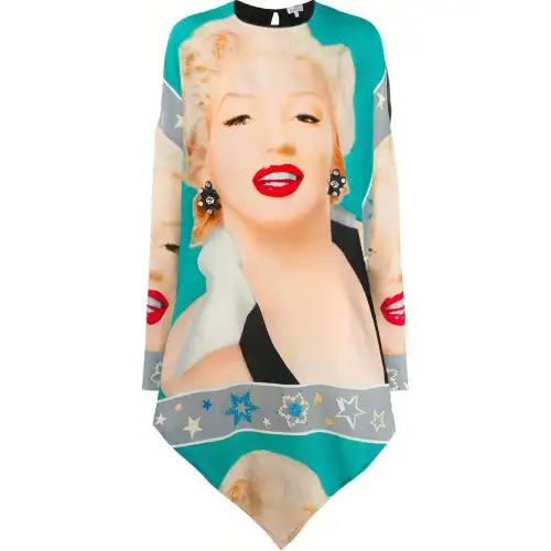 LOEWE Marilyn Asymmetric Tunic Dress 'Turquoise/Black'