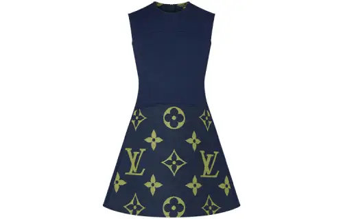 LOUIS VUITTON Sleeveless Dress Women's Navy Blue
