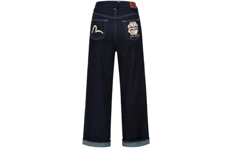 EVISU FW22 Wide Leg Pants Jeans Women's Denim Blue