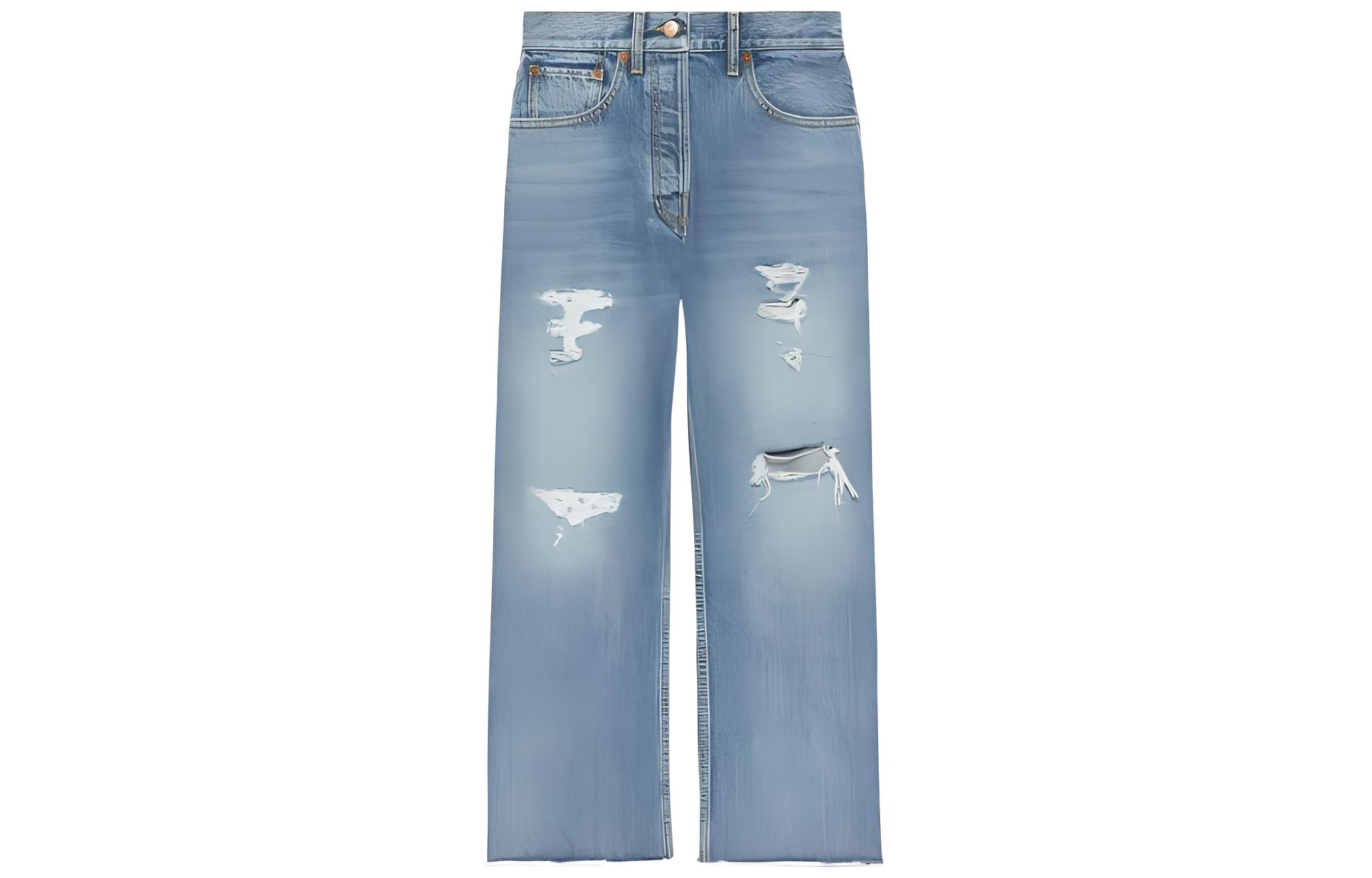 GUCCI Lovelight Jeans Women's Blue Moderate Straight Fit Pants
