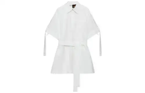 LOEWE Short Sleeved Dresses Women's White Shirt Collar Moderate Short