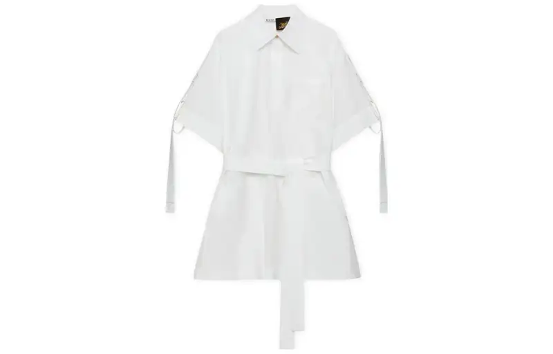 LOEWE Short Sleeved Dresses Women's White Shirt Collar Moderate Short