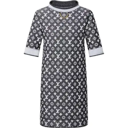 LOUIS VUITTON SS23 Short Sleeved Dress Women's Gray