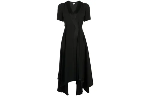 LOEWE Short Sleeved Dresses Women's Black V Neck Moderate