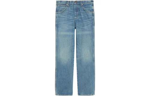 GUCCI Jeans Women's Blue Moderate Straight Fit Pants
