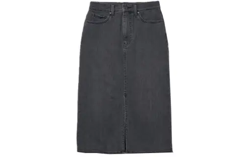 UNIQLO Denim Long Skirts Women's Sky Gray Moderate Mid Length A Line Skirt