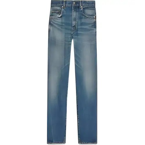 SAINT LAURENT Logo Patch High Waist Jeans