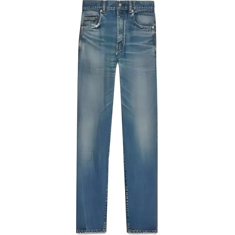 SAINT LAURENT Logo Patch High Waist Jeans