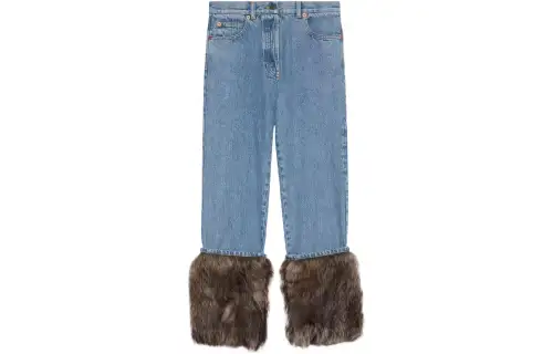 GUCCI Jeans Women's Blue Moderate Straight Fit Pants