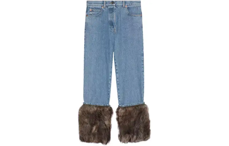 GUCCI Jeans Women's Blue Moderate Straight Fit Pants