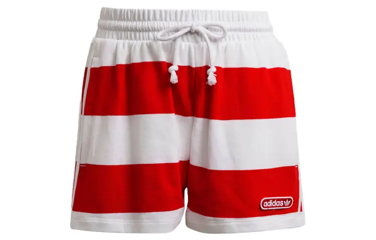 Adidas Originals MID WAIST STRIPED Casual Shorts Women's Red White Moderate