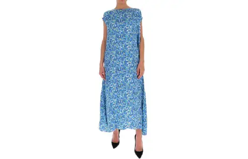 Vetements Sleeveless Dresses Women's Blue Crew Neck