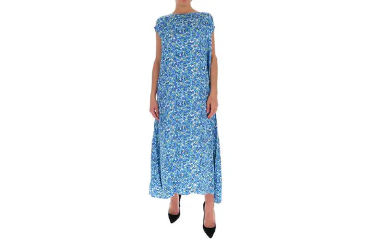 Vetements Sleeveless Dresses Women's Blue Crew Neck