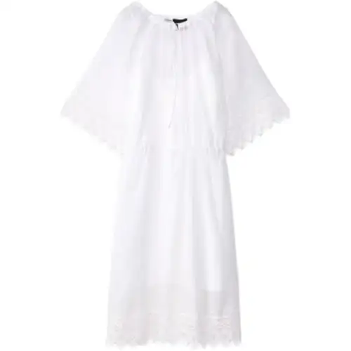 LOEWE Short Sleeved Dresses Women's White Crew Neck Moderate Short