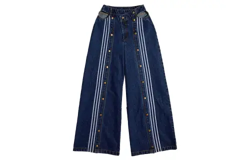 Adidas Ivy Park Women's Denim Wide Leg Snap Pants Dark Denim