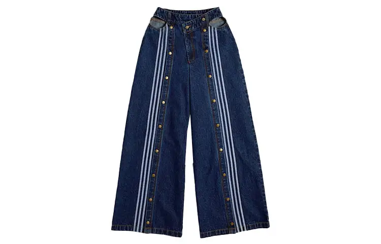 Adidas Ivy Park Women's Denim Wide Leg Snap Pants Dark Denim