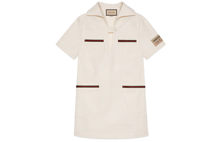 【Previous Season】Web-stripe trim jersey dress