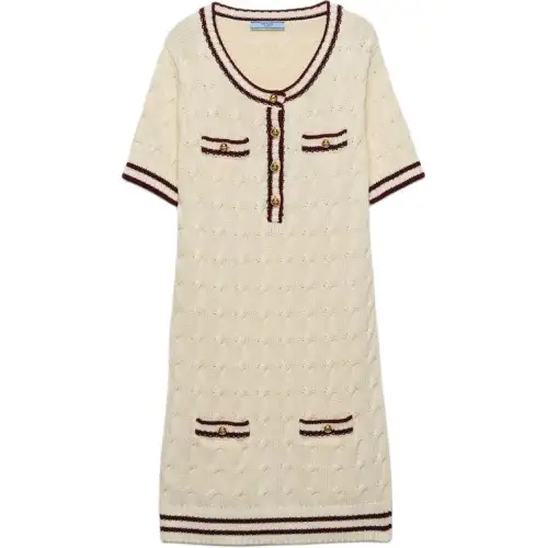 PRADA Round neck Knitted Cotton Mini Dress