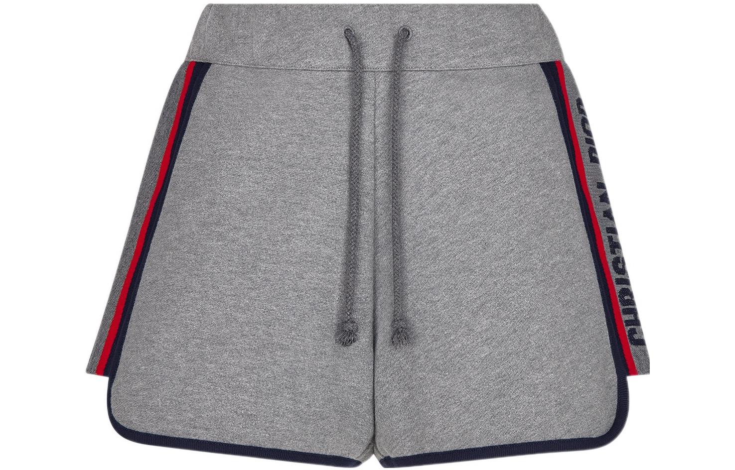 DIOR Dior FW22 "Alps" Capsule Series Letter Printed Stripes Color Block Drawstring Casual Shorts Women's Gray