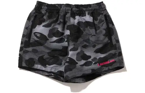 Bape Women's Grid Camo Shorts Burgundy