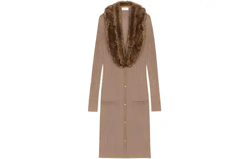 【Runway】faux fur-collar cardi-coat