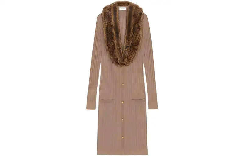 【Runway】faux fur-collar cardi-coat
