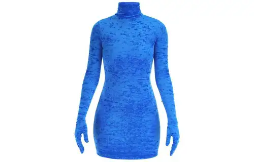 Vetements Velvet Styling Dress With Gloves 'Blue'