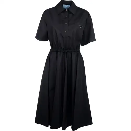 PRADA Logo Plaque Drawstring Mini Dress