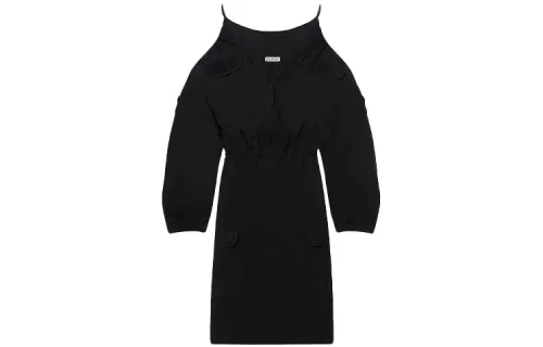 Balenciaga Off-shoulder Cargo Midi Dress