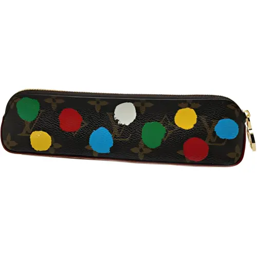LOUIS VUITTON Yayoi Kusama Collaboration Elizabeth Coated Canvas Pen Pouch Storage Bag Unisex Brown