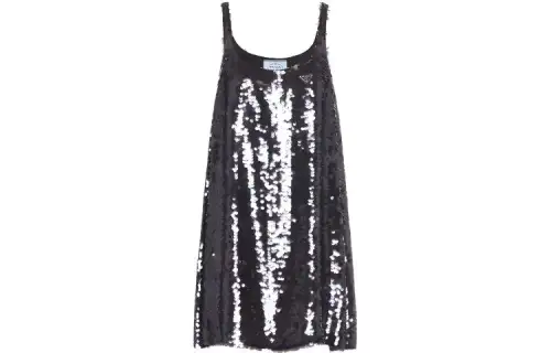 PRADA Slip Dresses Women's Black Crew Neck Thin Short